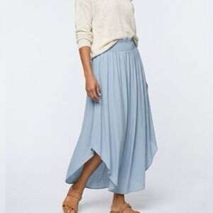 Doe & Rae Boutique Flowy Maxi Skirt Size LG Blue Boho High Waist
